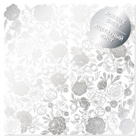 Ацетатний лист з фольгуванням Silver Peony Passion 30,5х30,5 см (Півонія пристрасть)