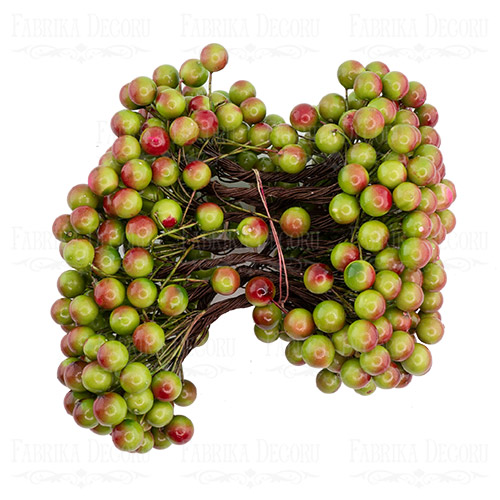 Набор лаковых ягод калины Зелено-красный 20 шт
