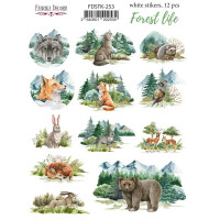 Набор наклеек (стикеров) 12 шт Forest life №253 Жизнь в Лесу