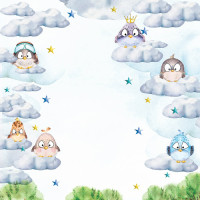 Лист двусторонней бумаги для скрапбукинга Cutie sparrow boy №48-04 30,5х30,5 см (Милашка-воробей)