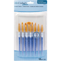 Набір синтетичних пензлів Royal Langnickel Royal Brush Crafter's Choice Mini Gold Taklon Brush Value Set 15/Pkg Multi