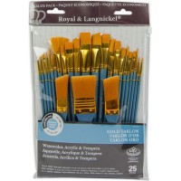 Набір синтетичних пензлів Royal Langnickel RSET-9382 - 25 PC GOLD TAKLON VARIETY SET