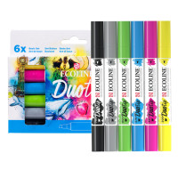 Набір маркерів акварельних двосторонніх ECOLINE DUO TIP BASIC, 6шт, Royal Talens 11609910 