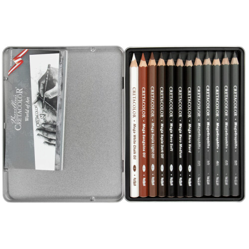 Набор карандашей для рисунка X-SKETCH Mega Sketching, 12 шт., мет. коробка, Cretacolor 400 84