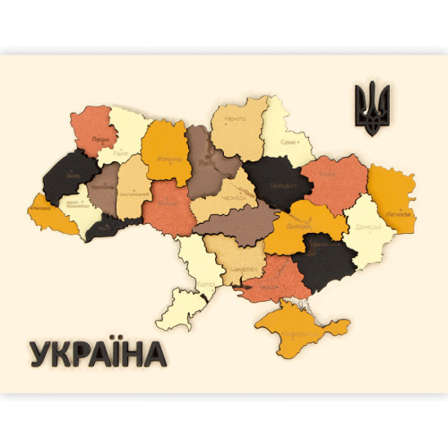 Набір пазл, Мапа України 3D, кольори металіки, ДВП/МДФ, 24,5х18,5 см, ROSA TALENT N0003522 