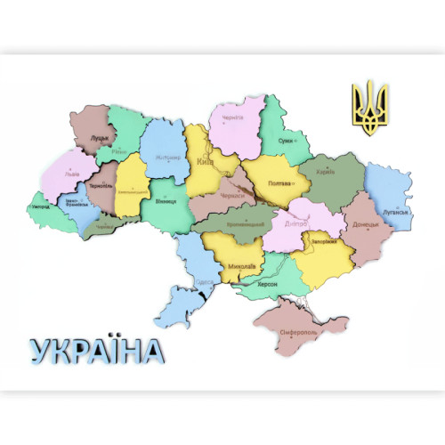 Набір пазл, Мапа України 3D, пастельні кольори, ДВП/МДФ, 24,5х18,5 см, ROSA TALENT N0003521 