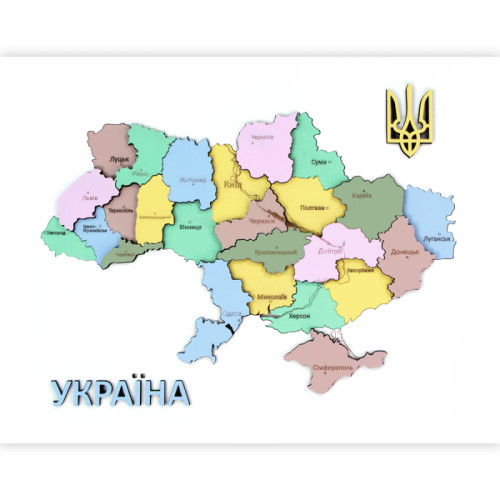 Набор картина пазл, Карта Украины 3D, пастельные цветах, ДВП/МДФ, 30,5х37,5 см, ROSA TALENT N0003523