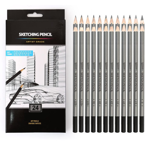 Набір професійних олівців для малювання WORISON 24 олівця 14B-9H