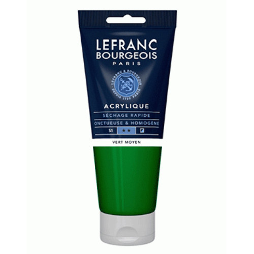 Акриловая краска Lefranc Fine Acrylic Color 200 мл, 561 Medium green (Средний зеленый)