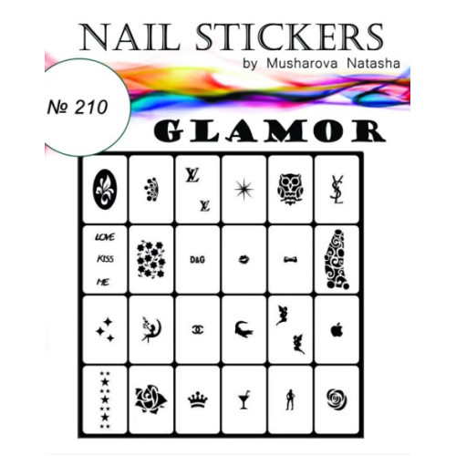 Трафарети-наклейки для nail art №210 Гламур