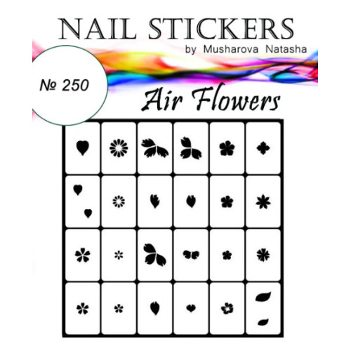 Трафареты-наклейки для nail art №250 Воздушные цветы