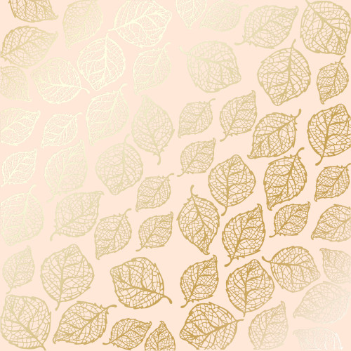 Аркуш одностороннього паперу з фольгуванням Golden Delicate Leaves Beige, 30,5см х 30,5см