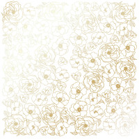 Аркуш одностороннього паперу з фольгуванням Golden Pion White, 30,5см х 30,5см