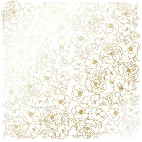 Лист односторонней бумаги с фольгированием Golden Pion White, 30,5см х 30,5см