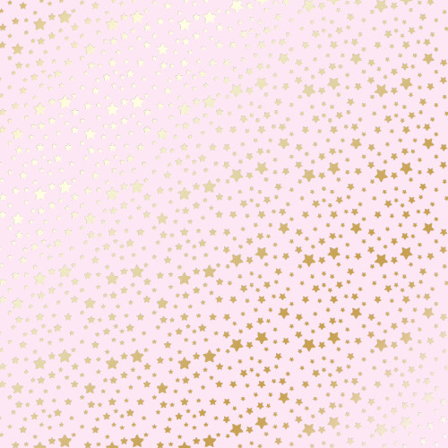 Лист односторонней бумаги с фольгированием Golden stars Light pink, 30,5см х 30,5см