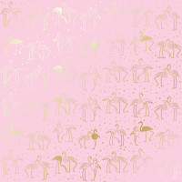 Аркуш одностороннього паперу з фольгуванням Golden Flamingo Pink, 30,5см х 30,5см