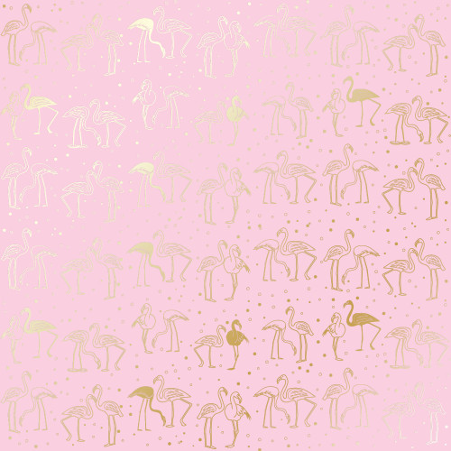 Лист односторонней бумаги с фольгированием Golden Flamingo Pink, 30,5см х 30,5 см
