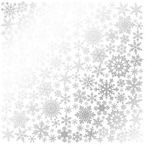 Лист односторонней бумаги с серебряным тиснением Silver Snowflakes White, 30,5 см х 30,5 см