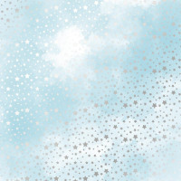 Лист односторонней бумаги с серебряным тиснением Silver stars, Azure watercolor, 30,5см х 30,5см