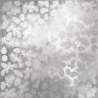 Аркуш одностороннього паперу зі срібним тисненням Silver Pine cones Gray watercolor, 30,5см х 30,5см
