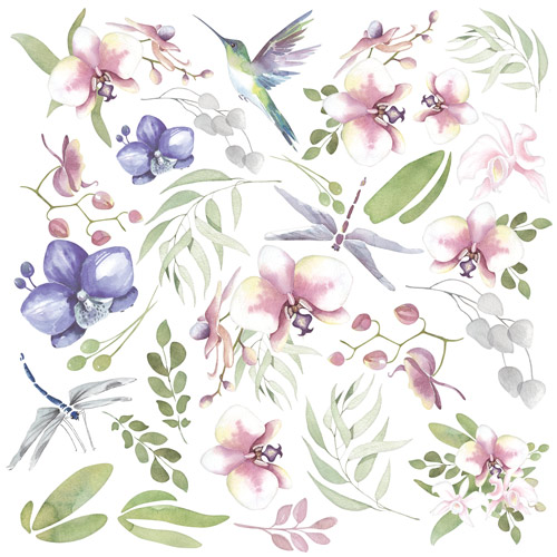 Лист с картинками для вырезания Tender Orchid 20х20 см