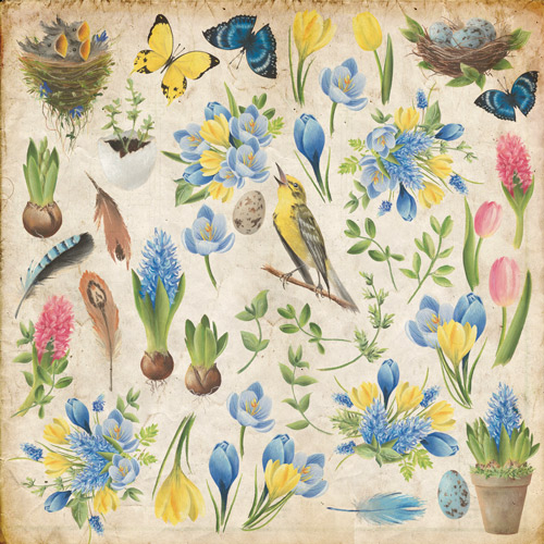 Лист с картинками для вырезания Botany Spring 20х20 см