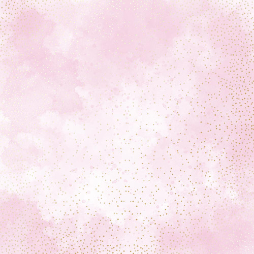 Лист односторонней бумаги с фольгированием Golden Mini Drops, Pink shabby watercolor, 30,5см х 30,5см