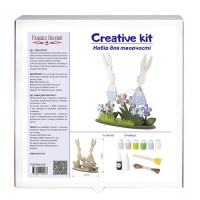 Творческий набор для раскрашивания, настольная композиция Зайки на цветочном поле, №018 Творческий набор для раскрашивания, настольная композиция Зайки на цветочном поле, №018