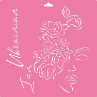 Трафарет багаторазовий XL (30х30см), Портрет українки з квітами №200