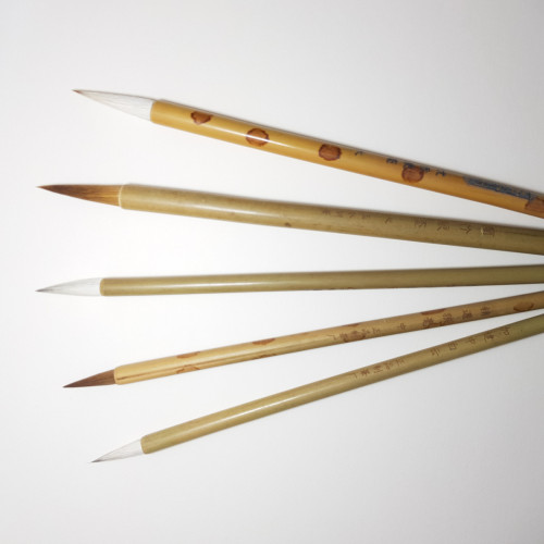 Пензель для каліграфії з натурального ворсу, гладка бамбукова ручка, розмір S