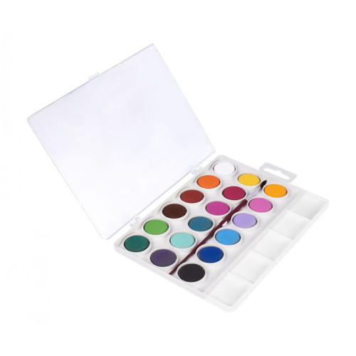 Набор акварельных красок JOVI 18 цвета в таблетированной сухой форме 22 мм + кисточка