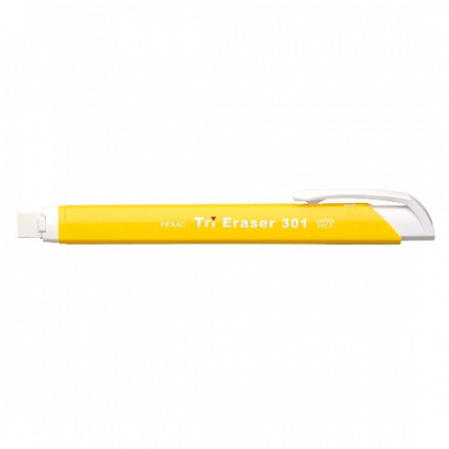 Ластик трехгранный сменный в пластиковом корпусе Penac Tri Eraser 301, желтый