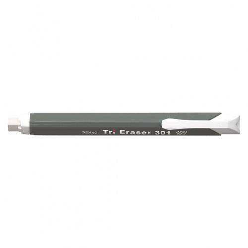 Ластик трехгранный сменный в пластиковом корпусе Penac Tri Eraser 301, серый