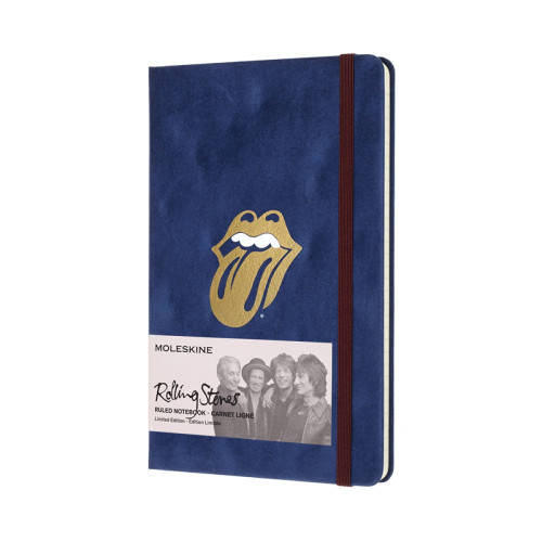 Блокнот Moleskine Rolling Stones средний / Линейка Синий Велюр (8058341710906)