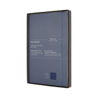 Блокнот Moleskine Leather средний / Линейка Синий Мягкий + прозрачный бокс (8053853606006)