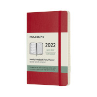 Еженедельник Moleskine 2022 карманный / Красный Мягкий (8056420855852)