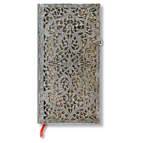 Записная книжка Paperblanks Серебряная Филигрань слим 18х9 см Линейка Природный (9781439719336)