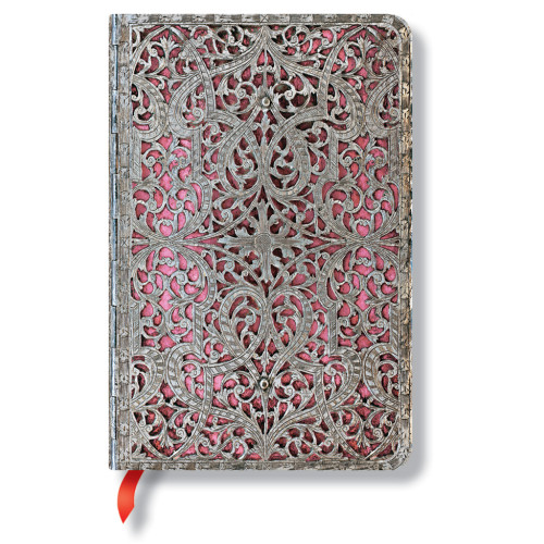 Записная книжка Paperblanks Серебряная Филигрань Классический карманный 9,5х14 см Линейка Розовый (9781439719367)