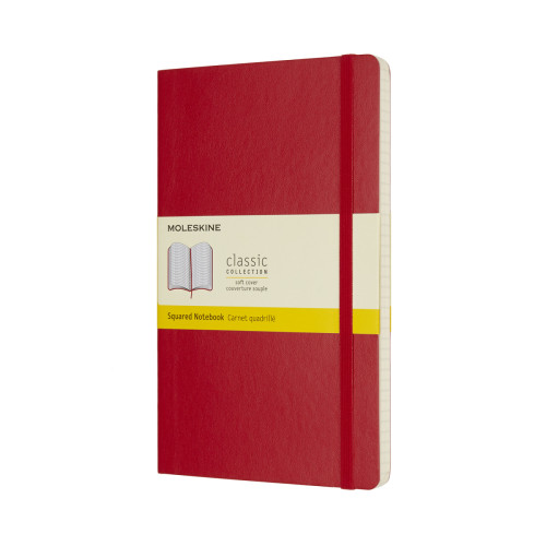 Записная книжка Moleskine Classic средняя / Клеточка Красный Мягкий (8055002854641)
