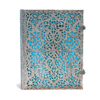 Записник Paperblanks Срібна Філігрань великий 23х18 см Лінійка Лазурний (9781439725603)