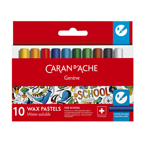Пастель Восковая Акварельная Caran d'Ache School Line Картонный бокс, 10 цветов (7610186259104)