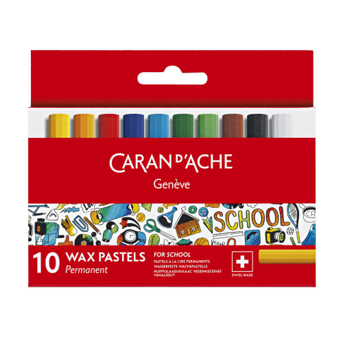 Пастель Восковая Перманентная Caran d'Ache School Line Картонный бокс, 10 цветов (7610186239106)