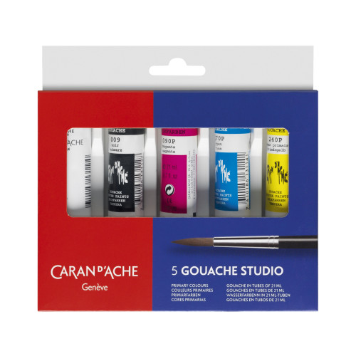 Набор красок Caran d'Ache Gouache Studio Картонный бокс, 5 цветов по 21 мл (7610186131318)