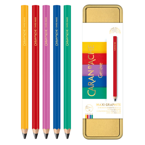 Набор Карманных карандашей Caran d'Ache Maxi Colour Treasure 5 шт. в металлическом пенале (7630002351072)