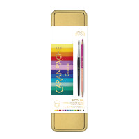 Набор Акварельных Карандашей Caran d'Ache Prismalo Bicolor Colour Treasure (12 шт. + кисть №5) в металлическом пенале (7630002351065)