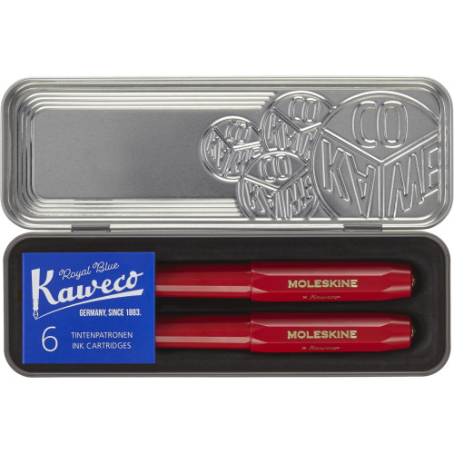Набір Moleskine x Kaweco (Чорнильна ручка + Ручка-ролер + 6 картриджів) Червоний (8056598854978)