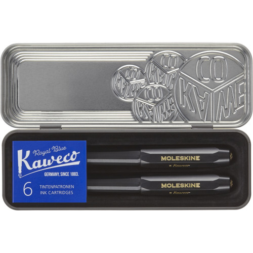 Набор Moleskine x Kaweco (Чернильная ручка + Ручка-роллер + 6 картриджей) Черный (8056598854961)
