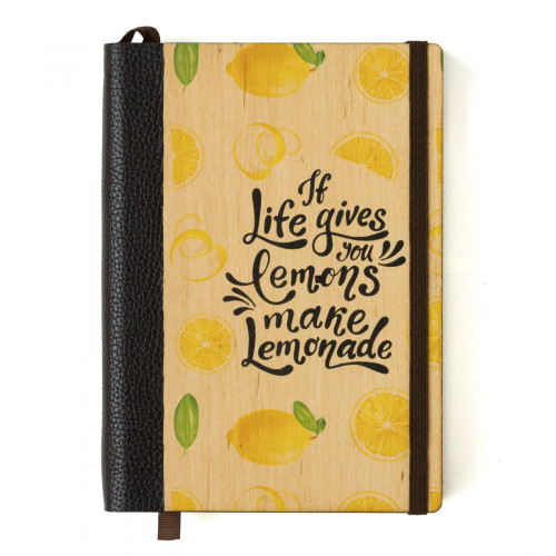 Эко Дневник-мотиватор недатированный деревянный Лимоны А5, жесткий переплет, 368 стр.