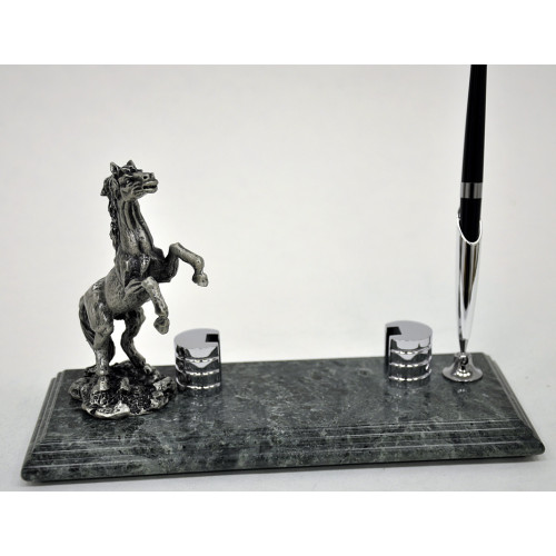 Настольный набор для руководителя Penstand, мраморный (Фигура коня, подставка для визитной карточки и ручка) 8130