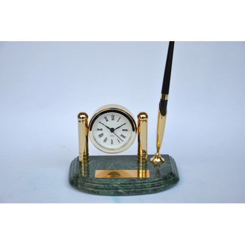 Настольный набор для руководителя Penstand, мраморный (Золотые часы и ручка) 6189